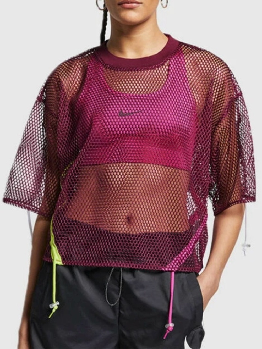 Nike AR3033 NSW Mesh Top Burgundy Size XS NWT